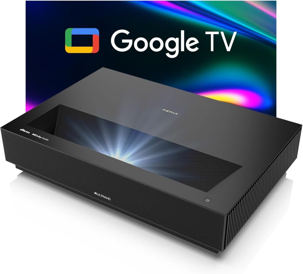 WEMAX Nova Pro 4K Ultra Short Throw Projector, 150″ ALPD Laser TV with Smart Google TV, 2100 ISO Lumens, Dolby Audio DTS-HD, UST Projector for Movie, WiFi Bluetooth, Built in Google Assistant