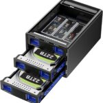 Hybrid 2*2.5/3.5″ SATA HDD/SSD(Support RAID 1/0/JBOD/NORMAL)+3* M / B+M Key M.2 NVMe Enclosure with Fan, USB A/C 3.2 Gen 2, Hard Drive Enclosure Support 68TB(2*22TB HDD+3*8TB 2230/42/60/80/110 SSDs)