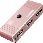 HD HDMI 2.1 Switch 8K@60Hz, Manual Switch Compatible with PS5/4/3 Xbox Fire Stick Blu-Ray Player (Pink)