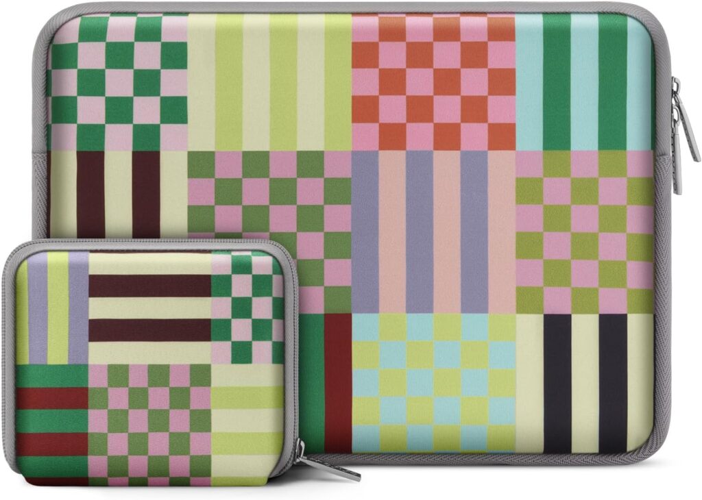 MOSISO Laptop Case 13.3 inch, 13-14 inch Laptop Sleeve Bag Compatible with MacBook Air/Pro 13/Pro 14, HP Dell Acer ASUS Lenovo Notebook,Neoprene Computer Bag with Small Case,Colorful Stripes&Checkered