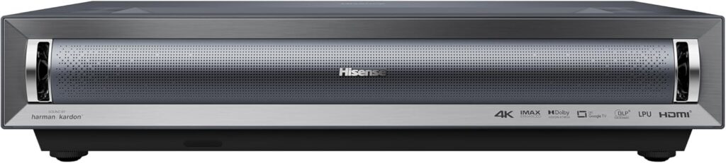 Hisense PX3-PRO Triple Laser Ultra Short Throw Cinema Projector, 80″ to 150″ Diag Imgae Size, 4K UHD, High Contrast, HDR10+, 3000 ANSI Lumens, (Renewed)
