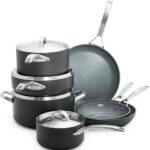 GreenPan Paris Pro Hard Anodized Healthy Ceramic Nonstick, 11 Piece Cookware Pots and Pans Set with Stainless Steel Lids, PFAS-Free, Dishwasher Safe, Grey