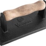 Victoria Cast Iron Panini Press, Burger Press, Bacon Press, Grill Press, Seasoned with 100% Kosher Certified Non-GMO Flaxseed Oil, Model Number: GAD-025