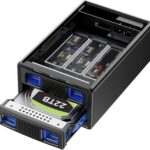 Hybrid 2.5/3.5″ SATA HDD/SSD+3* M / B+M Key M.2 NVMe Enclosure with Cooling Fan and USB A/C 3.2 Gen 2 (10Gbps), Hard Drive Enclosure Support 46TB(22TB HDD+3*8TB 2230/2242/2260/2280/22110 SSDs)