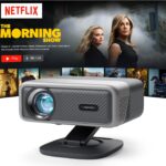 [2200ANSI & Built-in Netflix] 4K Projector with WiFi and Bluetooth,3D Dolby Audio and Auto Focus Smart Projector, AuKing Outdoor Movie Home Theater Proyector with Omni-Adjustable Stand