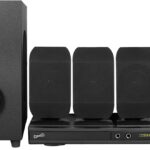 Supersonic SC-38HT 5.1 Surround Channel DVD Home Theater System with DVD/CD Support, Karaoke Mic Jacks, USB Input, FM Radio, 75W Speaker Output, Multi-Language Support, and Remote Control!