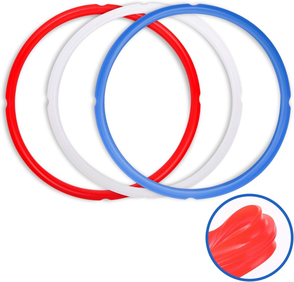 Sealing Rings for Instant Pot Accessories of 6 Qt Models – Red, Blue and Clear, Sweet and Savory Edition – 3 Pack BPA-Free Food-grade Replacement Silicone Seal Gaskets for Instpot 6 Quart