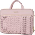 MOSISO 13.3 inch Laptop Case, 13-13.3 inch Laptop Sleeve Compatible with MacBook Air 13 13.6 M4 M3 M2 M1/Pro 13/14, HP Dell Lenovo ASUS, Wheat Ear Quilted Carrying Bag Cover with Handle&Pocket, Pink