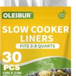 30 Count Slow Cooker Liners, 13″x21″, Fits 3-8 Quarts, Disposable Pot Liners Compatible with Crockpot, Oval Large Size, BPA-Free Cooking Bags, Kitchen Accessories, Cook with Ease