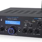Pyle Wireless Bluetooth Power Amplifier System- 200W Dual Channel Sound Audio Stereo Receiver w/ USB, SD, AUX, MIC IN w/ Echo, Radio, LCD, For Home Theater Entertainment via RCA, Studio Use- PDA6BU.5