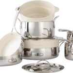 Bloomhouse 12 Piece Triply Stainless Steel Pots and Pans Cookware Set w/Non-Stick Non-Toxic Ceramic Interior, Ceramic Steamer Inserts, & 12 Protective Care Bags