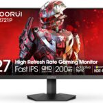 KOORUI 27″ Gaming Monitor, 200Hz 1ms Fast IPS, WQHD (2560 x 1440p) HDR 400 Display, DCI-P3 95% Color Gamut, FreeSync Premium, Adaptive G-Sync, HDMI x 2, DisplayPort, G2721P