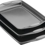 Rachael Ray Nonstick Bakeware Set with Grips, Nonstick Cookie Sheets / Baking Sheets – 3 Piece, Gray with Sea Salt Gray Grips