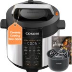 COSORI Pressure Cooker 6QT, Stainless Steel, 9-in-1 Multi Cooker, 12 Safety Features, Ceramic Inner Pot, Rice, Slow Cook, Sous Vide, Saute, 1100W