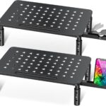 Zimilar 2 Pack Monitor Stand , 3 Height Adjustable Stand with Unique Star Mesh for Computer, Laptop, Printer, Notebook, iMac, Premium Metal Monitor Risers for 2 Monitors
