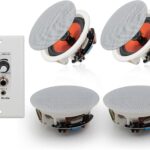 Herdio 6.5” Bluetooth in Wall in Ceiling Speakers 600W 2-Way Flush Mount Speakers System with Wall Amplifier Receiver for Home Theater Office Bathroom(2Pairs, Paintable-Grille)