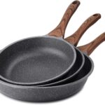 SENSARTE Nonstick Frying Pan Skillets, Swiss Granite Coating Omelette Pans, Healthy Cookware Chef’s Pan, Free of Intentionally Added PFOA (9.5+11+12.5 Inch)