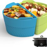 Silicone Slow Cooker Liners Compatible With Crock Pot 6-8 QT,Slow Cooker Divider Allows Cooking Two Different Meals At Once Time,(Green)