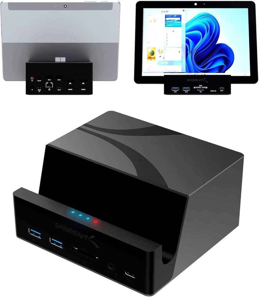 SABRENT USB C Docking Station, Dual 4K@60Hz DisplayLink Dock, 85W Charging, 10Gbps USB-C & USB-A, Gigabit Ethernet, SD/microSD, Audio, Compatible with Windows, Mac, ChromeOS & More (DS-UICA)