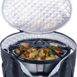 BAGSPRITE Slow Cooker Carrying Case Compatible with 6-8 Quart Crockpot Carrier for Hot Food and Hamlton Beach Slow Cooker Tote with Lid Fastener for Crock-pot Dust Cover Applicances