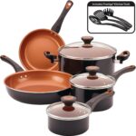 Farberware 10365 Glide Dishwasher Safe Nonstick Cookware Set / Pots and Pans Set – 11 Piece, Black