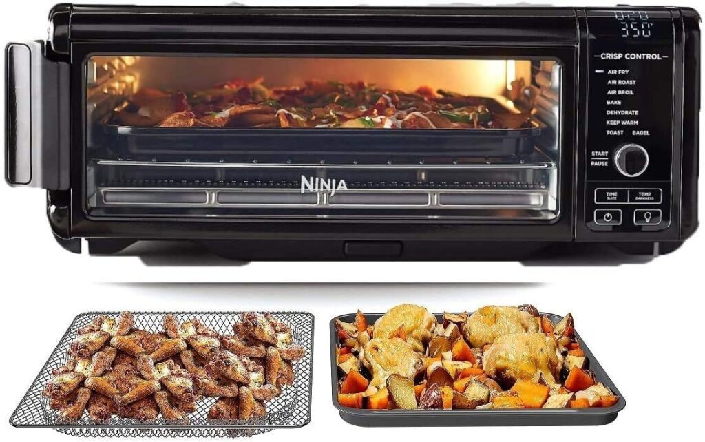 Ninja SP101 Foodi 8-in-1 Air Fry Large Toaster Oven Flip-Away for Storage Dehydrate Keep Warm 1800w XL Capacity Piano shiny BLACK (Renewed)