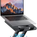OMOTON Laptop Stand for Desk with 360° Rotating Base, Ergonomic Laptop Riser for Collaborative Work, Easy Storage, Fit MacBook/Laptops up to 14 inches, Black