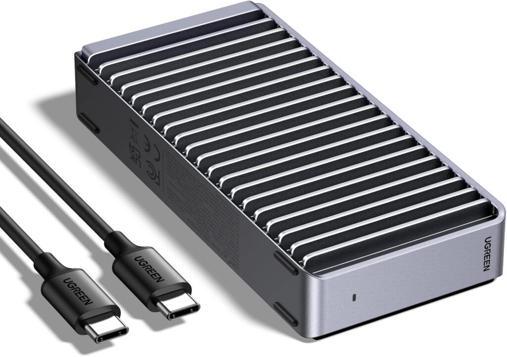 UGREEN 40Gbps M.2 NVMe Enclosure with Aluminum Double-Sided Fin Heat Dissipation, No Noise External SSD Case Compatible with Thunderbolt 4/3/USB4/3.2/2.0 M1 M2 Pro/Max (SSD Not Included)