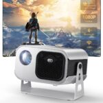 4K Projector with WiFi 6 and Bluetooth 5.2, [100% Offset]600 ANSI Projector Outdoor, Native 1080P Movie Projector with Stand, Auto Keystone & Electric Focus, for Outdoor Movie Night, Home Theater