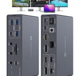 Thunderbolt Docking Station 4K@60Hz 3 Monitors for M1 M2 M3 M4 MacBook/Air with DisplayLink Technology,19-in-1 USB C Dock with 2 HDMI & 2 DisplayPort,PD 100W/USB 3.2 10G USB/Ethernet/Card Readers