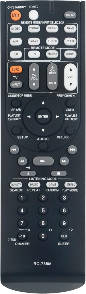 RC-738M Replaced Remote Control Compatible with Onkyo Home Theater A/V AV Receiver HT-S7200 TX-SR607B HT-RC160 TX-NR607 TX-SR607