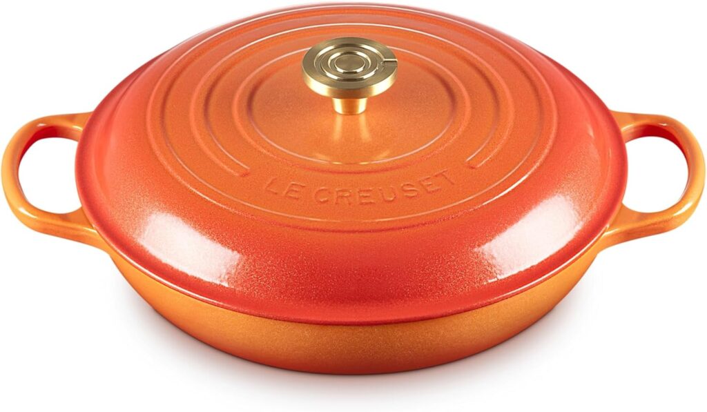 Le Creuset Enameled Cast Iron Signature Braiser 3.5 qt., Flamme Doree with Crucible Knob