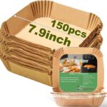 Air Fryer Disposable Paper Liner Square 7.9 Inches, Instant Pot Vortex Plus 4QT Air Fryer Liners, 150Pcs parchment paper liners for 3-6QT Air fryer, Baking Roasting Microwave