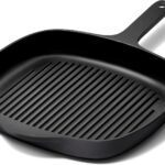 Caraway Enameled Cast Iron Grill Pan – 10.5” Grill Pan for Stovetop Cooking – 3 Layer Enamel Coating – No Seasoning Required – Compatible With All Stovetops – Free From Forever Chemicals – Charcoal