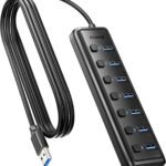 BENFEI USB 3.0 Hub 7-Port, Ultra-Slim Portable USB Splitter with 3.3ft Cable – Compatible with MacBook Pro/Air,Mac Pro, Mac Mini, iMac, Surface Pro, XPS, PC, Flash Drive, Mobile HDD (No Charging Port)