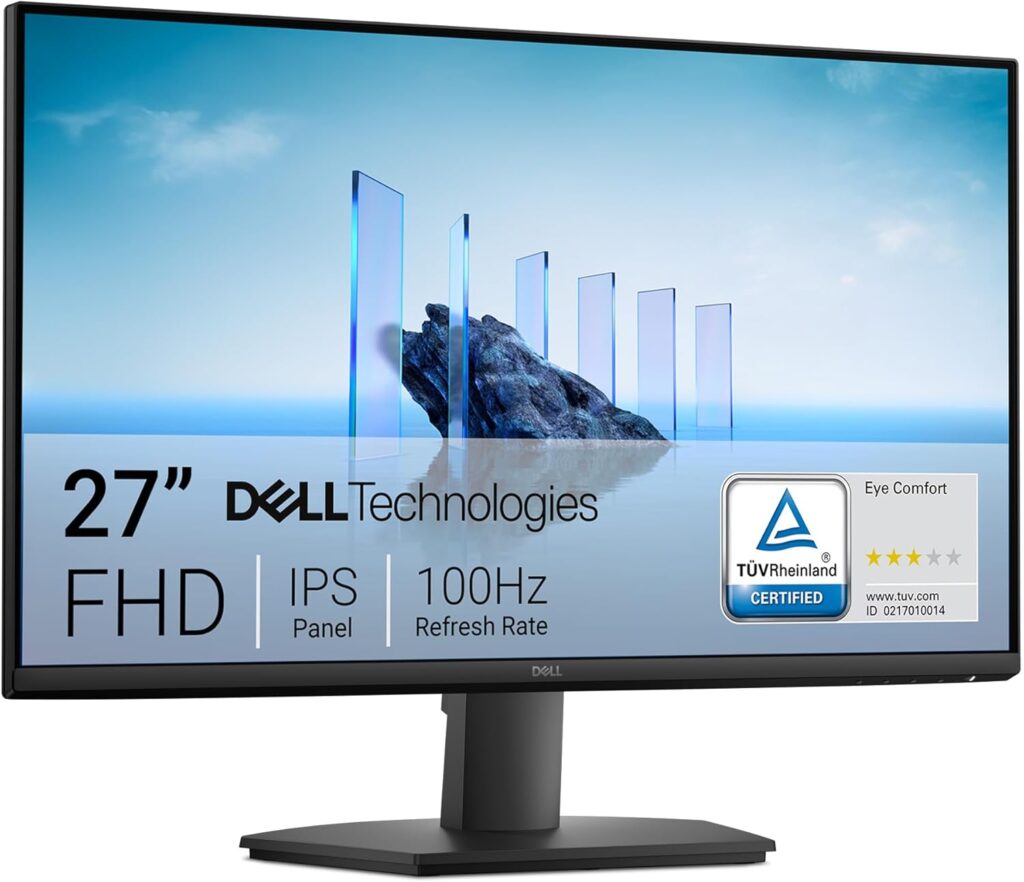 Dell 27 Monitor – SE2725HM – 27-inch Full HD (1920×1080) 16:9 100Hz Display, IPS Panel, 16.70 Million Colors, Anti-Glare, 1 HDMI / 1 VGA Port, TÜV Rheinland 3-Star*, Comfortview Plus – Black