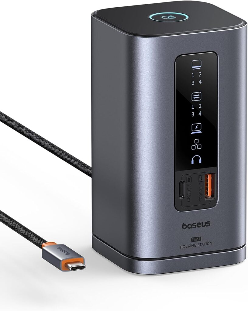 Baseus Docking Station, Spacemate(Win) 11 in 1, Triple Display, 4K HDMI and DP, 10Gbps USB A/C Ports, Gigabit Ethernet, 100W PD, Audio, Laptop Docking Station for Windows/Dell/HP/Lenovo/Asus/Acer/Mac
