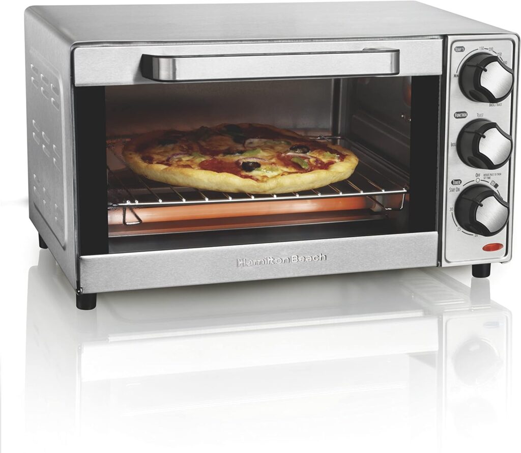 Hamilton Beach Countertop Toaster Oven & Pizza Maker Large 4-Slice Capacity, Stainless Steel (31401)