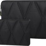 Voova Puffy Laptop Sleeve Case 15.6 16 Inch Compatible with MacBook Pro 16 M1/M2/M3/M4 Max 2019-2025, 15.6-16” Hp Lenovo Acer Asus, Cute Computer Cover Bag with Accessories Pouch, Black