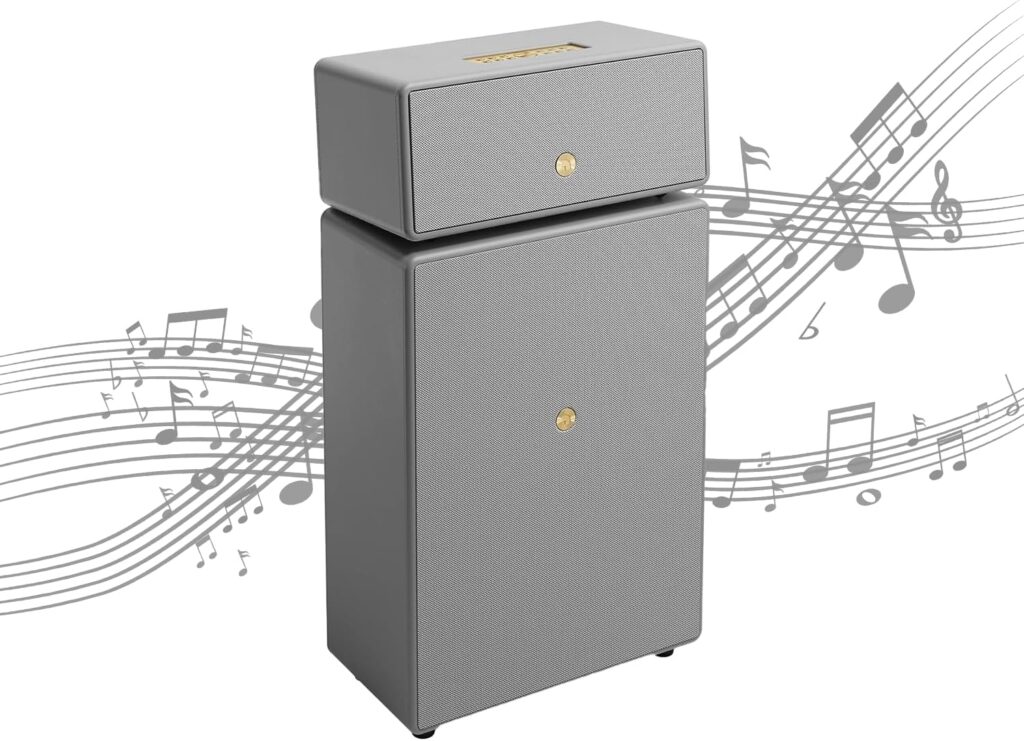 Audio Pro DRUMFIRE MK II Speakers – HiFi Stereo Sound – Bluetooth, WiFi, MultiRoom, Chromecast, Spotify Connect – Movies, Music, Gaming – Floor Standing Speakers – Grey