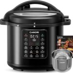 1200W 12-in-1 Electric Pressure Cooker 8Qt, Stainless Steel Pressure Cooker, Slow Cook Rice Cooker Steamer Sauté, Yogurt Maker, Warmer & Sterilizer with Recipe, Safer Venting Design, Black