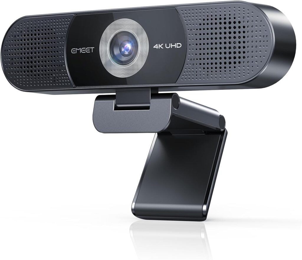 EMEET C980 PRO 3-in-1 4K Webcam with Microphone and Speaker, 60°-98° Wide Angle Webcam w/ 4 Noise Cancel Mics, 2 Speakers, Fixed Focus, Magnetic Privacy Cover, Great for Group and Personal Video Calls