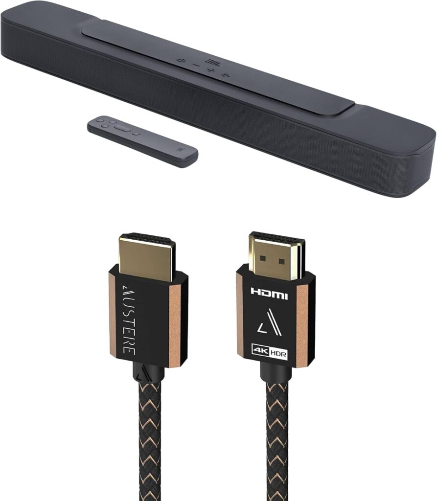 JBL BAR-2-0-ALL-IN-ONE-MK2 Compact 2ch Soundbar with Dolby Digital and an Austere 3S-4KHD2-2.5M III Series 4K HDMI 2.5m Cable (2022)