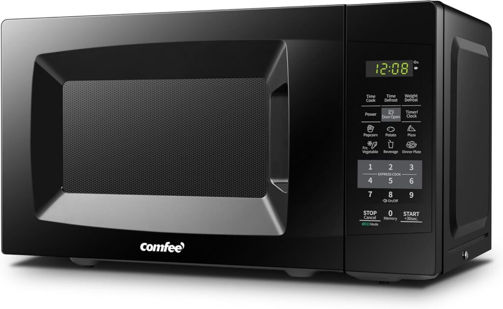 COMFEE EM720CPL-PMB Countertop Microwave Oven with Sound On/Off, ECO Mode and Easy One-Touch Buttons, 0.7 Cu Ft, Black