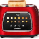Toaster 2 Slice Smart Touch Screen, Retro 1.5” Extra Wide Slot Stainless Steel Digital Bread Toaster with Memory Function, Bagel, Defrost, 6 Browning Levels and Removable Crumb Tray, Red