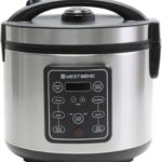 West Bend Rice & Grain Multi Cooker Programmable with 9 Preset Functions, Features Delay Start and Keep Warm Functions and Steam Basket, 20 Cups Cooked (10 cups uncooked), Stainless Steel