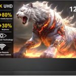 IN&VI 120″ Motorized Floor Rising Projector Screen for UST Long/Standerd Throw Projector,Matte White Projector Screen Motorized for Home Theater,Movie Screen 4K/8K Ultra HD Active 3D