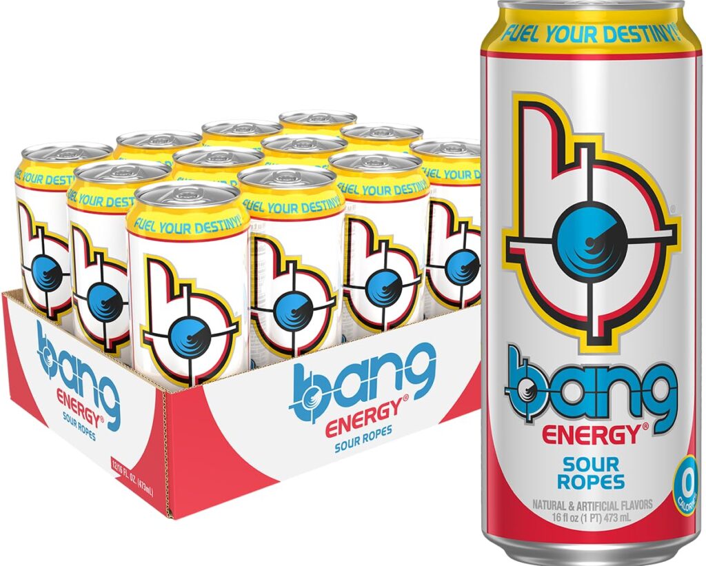 Bang Energy Sour Ropes, Sugar-Free Energy Drink, 16-Ounce (Pack of 12)