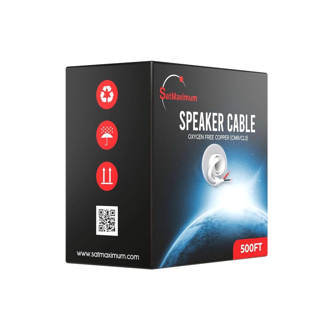 Cables Direct Online 14/2 500FT Speaker Cable Oxygen Free Copper, CL3 CMR in-Wall Rated, White Jacket, OFC Strands Compatible with Home Theater, Low Voltage