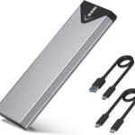 SSK M.2 NVME SATA SSD Enclosure Adapter, USB 3.2 Gen 2 (10 Gbps) to NVME PCI-E SATA M-Key/(B+M) Key Solid State Drive External Enclosure Aluminum Support UASP Trim for SSDs 2242/2260/2280